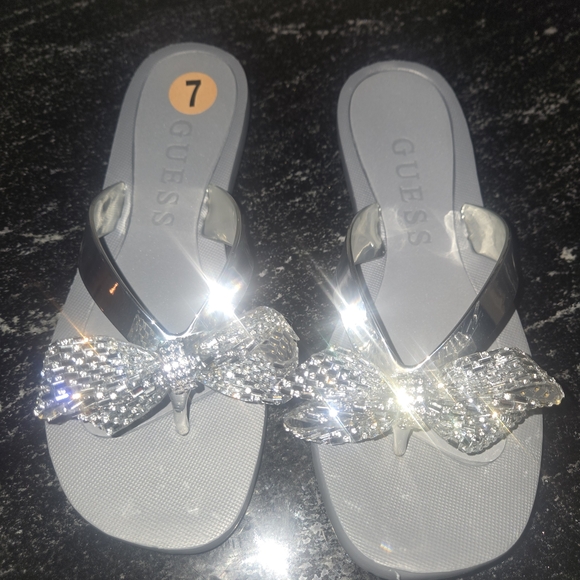 Guess Shoes - GUESS Silver Women's Sandals with Bow Accent